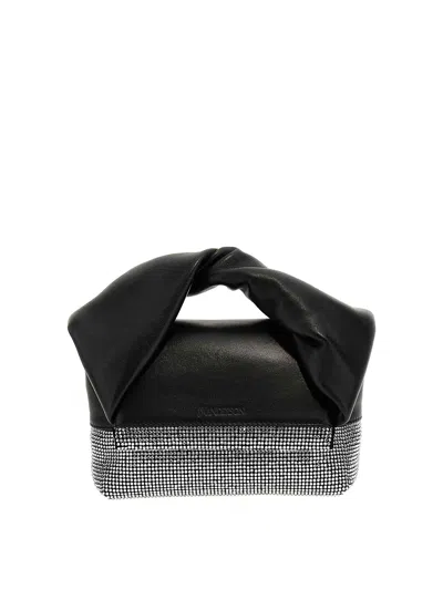 Jw Anderson Crystal Twister Small Handbag In Black