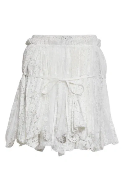 Jw Anderson Asymmetric Tie-detailed Lace Mini Skirt In White