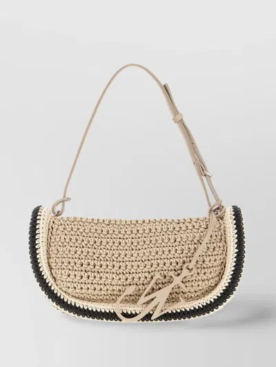 Jw Anderson Curved Crochet Shoulder Bag With Adjustable Strap In Orange