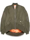 Jw Anderson Green Curved Hem Oversized Bomber Jacket In Green