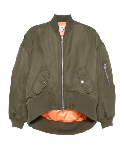 Jw Anderson Oversized Bomber Jacket With Front Pockets In Green