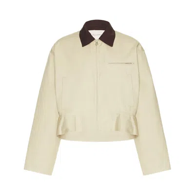 Pre-owned Jw Anderson Curved Hem High Neck Jacket 'natural' | Cream | Men's Size Xxl In White