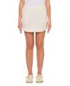 Jw Anderson Mens Off White Curved-hem Two-slip-pockets Woven-blend Mini Skirt