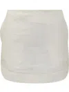 Jw Anderson Mens Off White Curved-hem Two-slip-pockets Woven-blend Mini Skirt In White