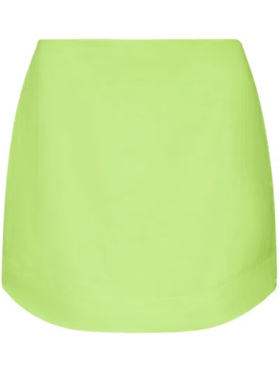 Jw Anderson Curved-hem Mini Skirt In Green