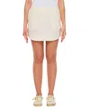 Jw Anderson Mens Off White Curved-hem Two-slip-pockets Woven-blend Mini Skirt In Neutrals