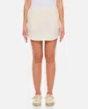 Jw Anderson Mens Off White Curved-hem Two-slip-pockets Woven-blend Mini Skirt In White