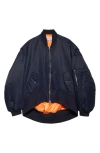 Jw Anderson Curved Hem Oversize Bomber Jacket In Navy