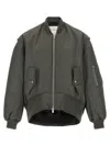 Jw Anderson Oversized Curved Hem Bomber Jacket Olive In Gray