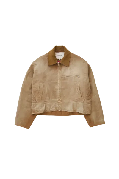 Jw Anderson Curved Hem Workwear Jacket Beige In Brown