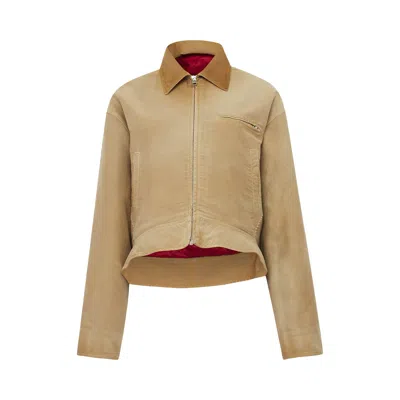 Pre-owned Jw Anderson Curved Hem Workwear Jacket 'beige' | Tan | Men's Size Xxl