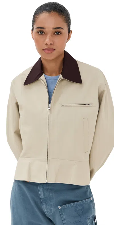 JW ANDERSON CURVED HEM WORKWEAR JACKET NOUGAT/CHOCOLATE