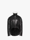 Jw Anderson Curved Leather Hem High Neck Jacket In Black