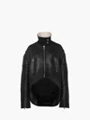 Jw Anderson High-neck Curved Leather Jacket In Black