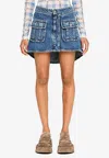 Jw Anderson Blue Curved Patch Pocket Denim Miniskirt In Blue