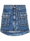 Jw Anderson Blue Curved Patch Pocket Denim Miniskirt In Mid Blue