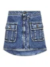 Jw Anderson Blue Curved Patch Pocket Denim Miniskirt In Blue