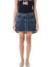 Jw Anderson Blue Curved Patch Pocket Denim Miniskirt In Blue