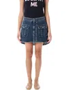 Jw Anderson Blue Curved Patch Pocket Denim Miniskirt In Mid Blue