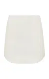 Jw Anderson Mens Off White Curved-hem Two-slip-pockets Woven-blend Mini Skirt In White