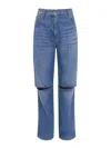 Jw Anderson Cut-out Bootcut Jeans In Dark Wash