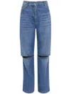 Jw Anderson Cut-out Bootcut Jeans In Navy