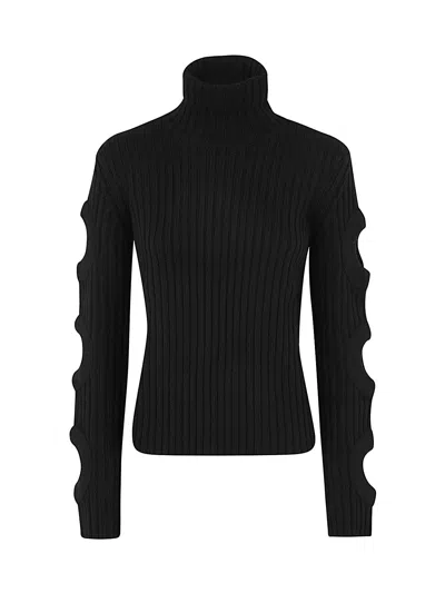 Jw Anderson Cut Out Sleeve Turtleneck Jumper In Black