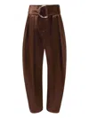 Jw Anderson Pleated D-ring Satin Trousers In Brown