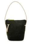 Jw Anderson Mini Anchor Hobo - Chenille Top Handle Bag In Dark Green