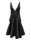 Jw Anderson Draped Hem V Neck Dress In Black