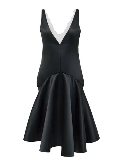 Jw Anderson Draped Dress With V-neckline In Black