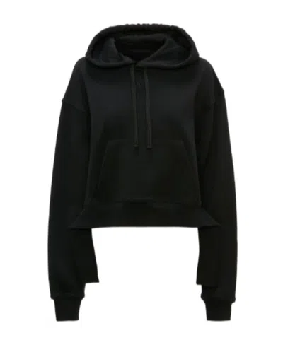 Jw Anderson Deconstructed Cropped Hoodie In Black