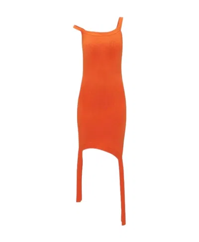Jw Anderson Deconstructed Knitted Mini Dress In Orange