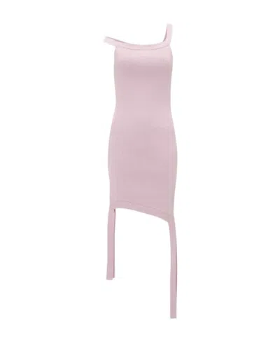 Jw Anderson Deconstructed Knitted Mini Dress In Lilac