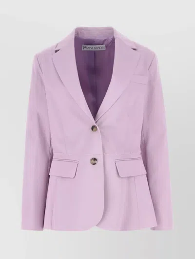 Jw Anderson Deconstructed Structured Distressed Cotton Blazer In Purple