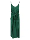 Jw Anderson Gathered Silk Satin Midi Dress In Green