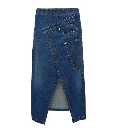 Jw Anderson Wrap-design Denim Skirt In Blue