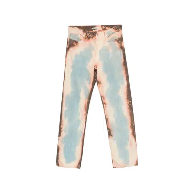 Jw Anderson Straight Leg Bleached Denim Jeans In Peach In Brown