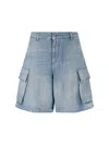 Jw Anderson Light Blue Bermuda Shorts With Cargo Pockets And Logo Patch On The Back In Denim Man