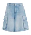 Jw Anderson Light Blue Bermuda Shorts With Cargo Pockets And Logo Patch On The Back In Denim Man In Blue