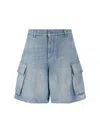 Jw Anderson Light Blue Bermuda Shorts With Cargo Pockets And Logo Patch On The Back In Denim Man In Light Blue