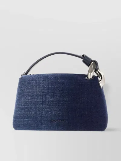 Jw Anderson Denim Corner Shoulder Bag With Leather Strap