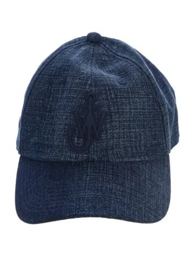 Pre-owned Jw Anderson Denim Embroidered Baseball Cap In Blue