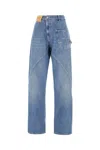 Jw Anderson Twisted Asymmetric Embroidered High-rise Jeans In Blue