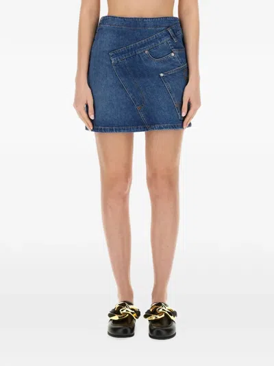 Jw Anderson Denim Mini Skirt In Blue