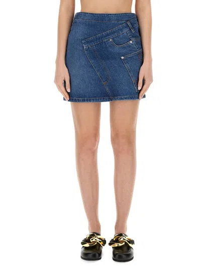 Jw Anderson Denim Miniskirt In Blue