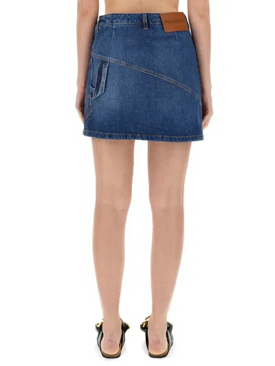 Jw Anderson Denim Miniskirt In Blue