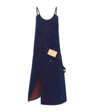 Jw Anderson Denim Panelled Midi Dress In Blue