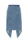 Jw Anderson Women Light Blue Cotton Denim Layered Midi Skirt