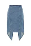 Jw Anderson Light Blue Cotton Denim Layered Midi Skirt In Blue